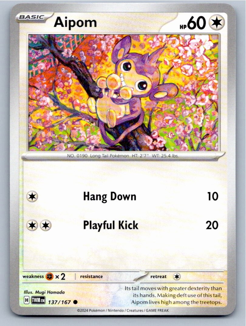 2024 POKEMON AIPOM TWILIGHT MASQUERADE 137/167 COMMON NM A14665 FREE S&H