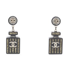 Chanel Coco Mark Perfume Bottle Earrings Women Black One Size