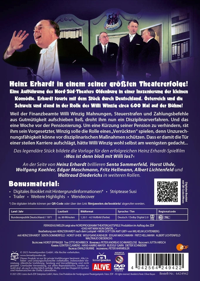Das hat man nun davon (1971) - Heinz Erhardt als Willi Winzig [DVD] - Bild 2 von 2