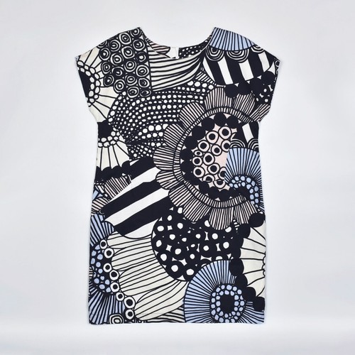 MARIMEKKO Gili Shift Dress Cotton Flower Lined Pockets Short Sleeve Size 36 - Picture 2 of 9