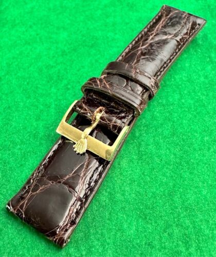 ROLEX 18k GOLD 18mm Buckle ROLEXSA 750 SWISS 20mm Genuine Tobacco CROCODILE - Picture 4 of 11