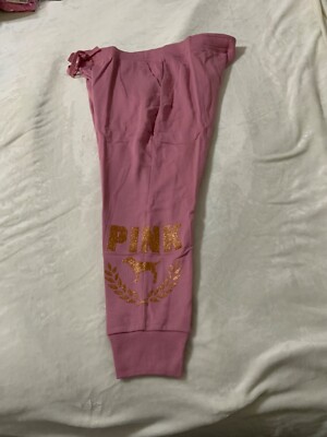 NWT VICTORIA'S SECRET PINK FLEECE JOGGERS XXLARGE ROSE CRUSH SHINE