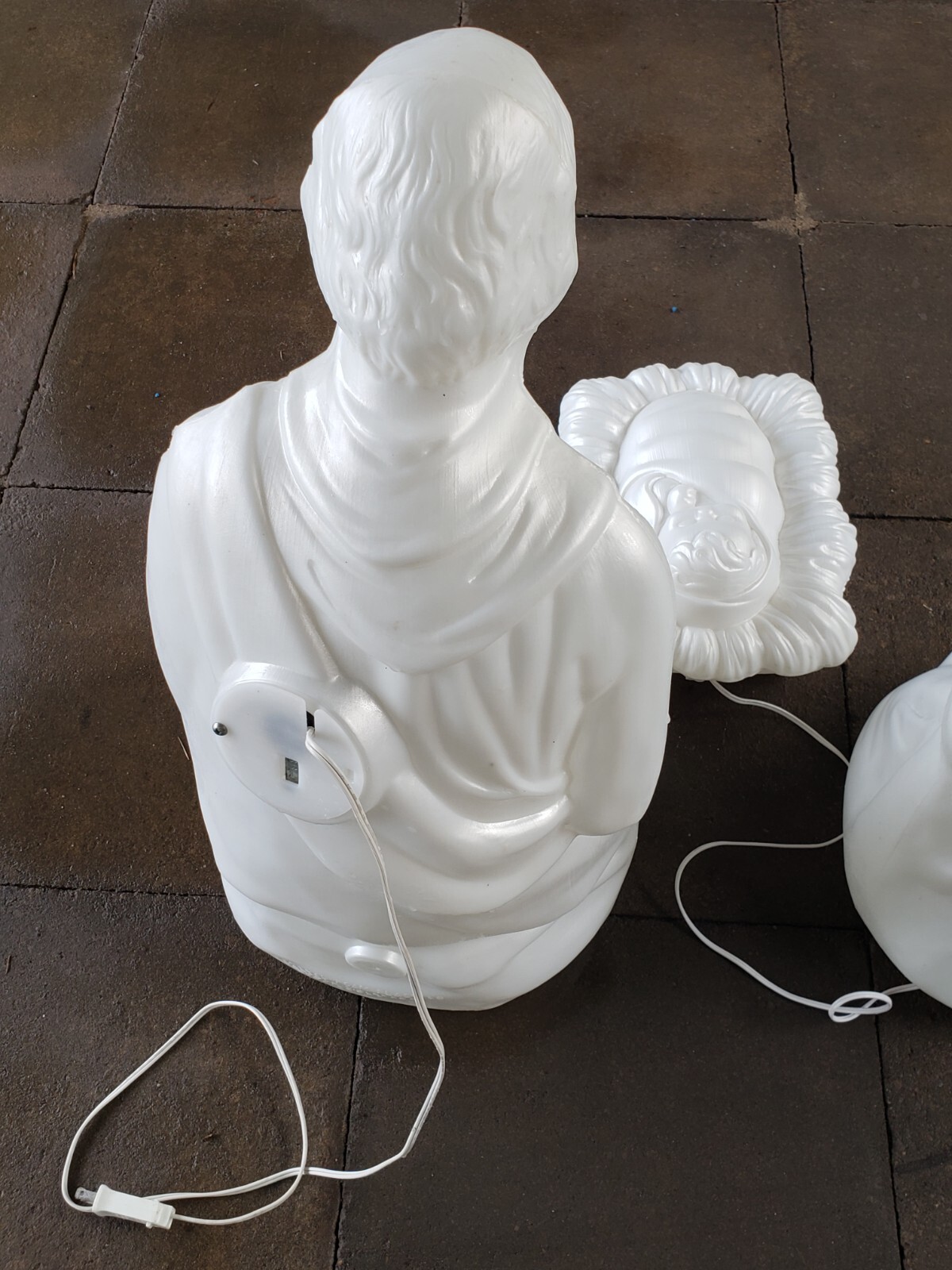 Vintage Blow Mold Christmas Marble White Nativity Set General Foam