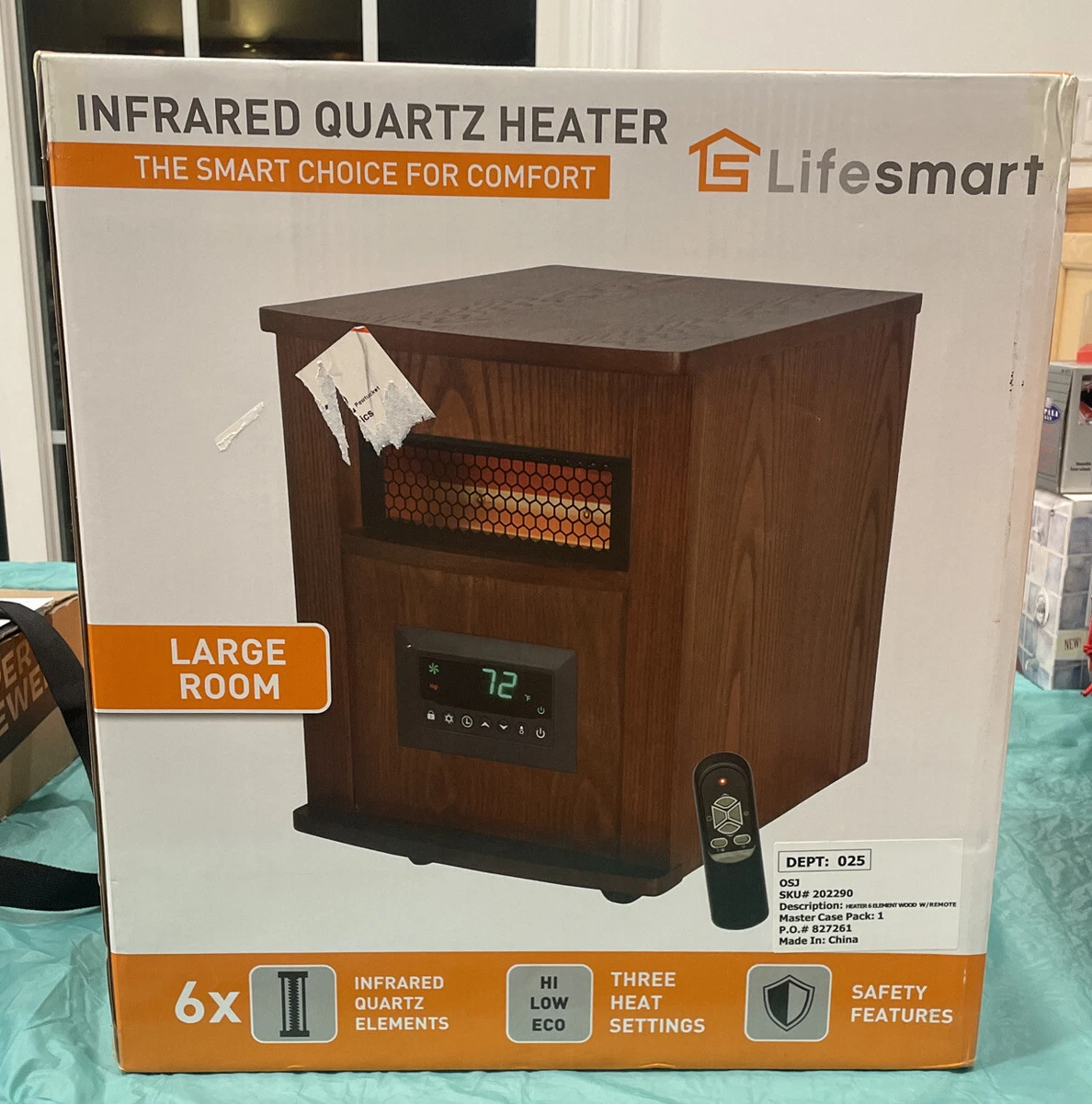Life Smart 6 Element Infrared Electric Space Heater Large Room /Wheeled |  eBay