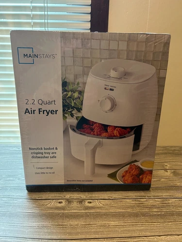 Mainstays 2.2 Qt Compact Air Fryer Non-Stick Dishwasher Safe Basket Arctic White
