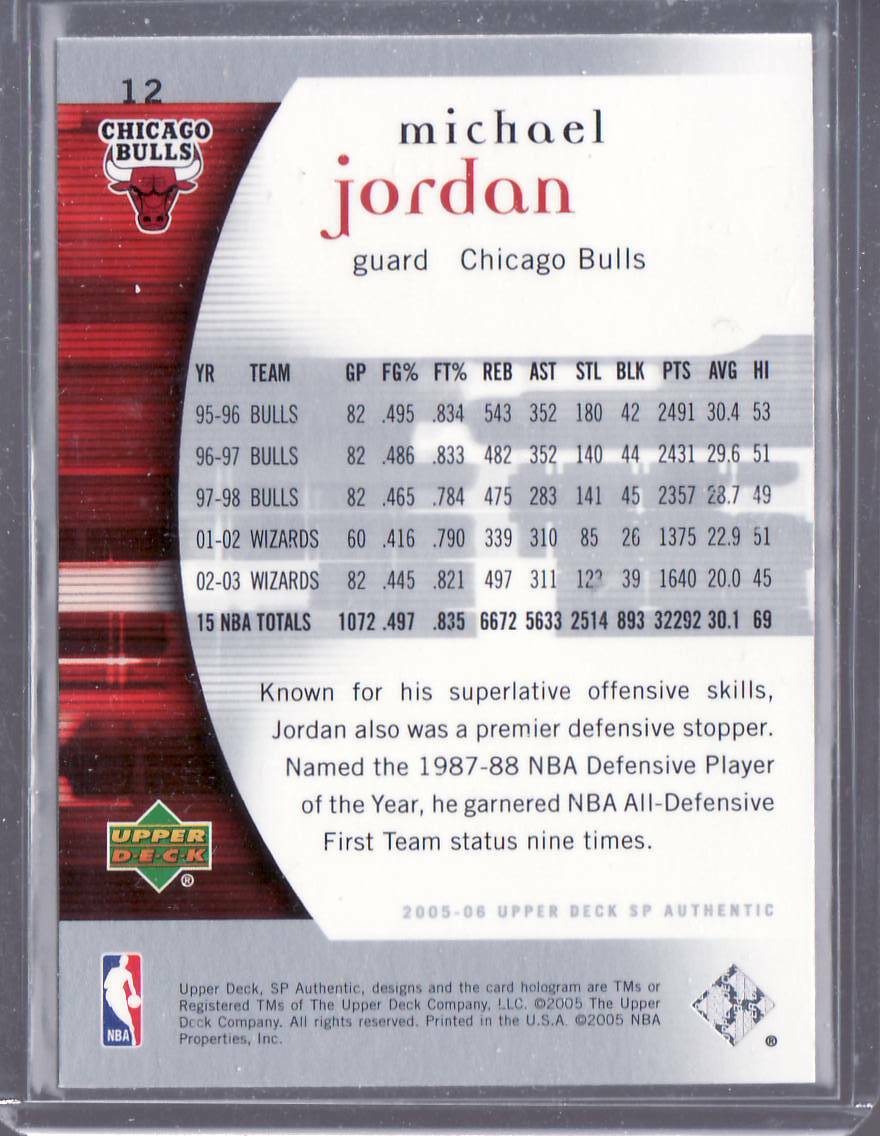 2005-06 MICHAEL JORDAN SP AUTHENTIC CARD | eBay