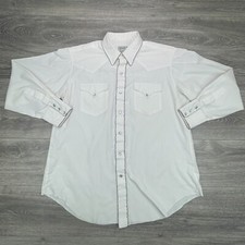 H Bar C Shirt Mens 17 35 White Pearl Snap Ranchwear Rodeo Western Cowboy Farm