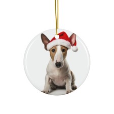 Miniature Bull Terrier - Ceramic Christmas Ornament - Printed in USA