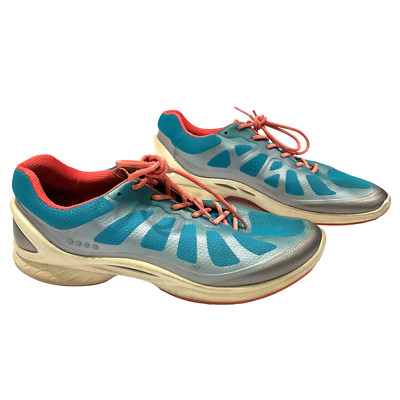 8.5 EU 40 Womens ECCO Biom Fjuel Racer Cross Trainer Sneakers Teal Aqua Coral