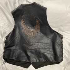 Motorcycle Leather Vest USA Bikers Dream Apparel Embossed Sz 54 Small Hole