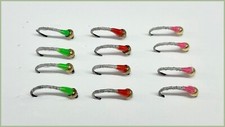 Goldhead Buzzers Trout Flies,12 Pack Okey Dokey Buzzers,White Bodies, Size 10/12