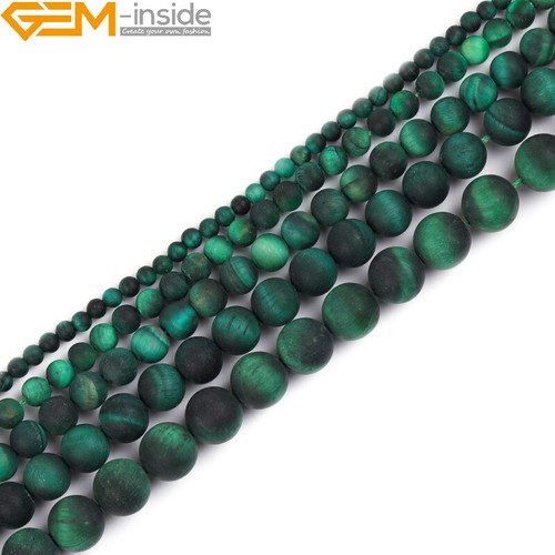 "Cuentas redondas de piedras preciosas ojo de tigre verde esmerilado azul lapislázuli sueltas para hacer joyas 15""" - Imagen 14 de 33