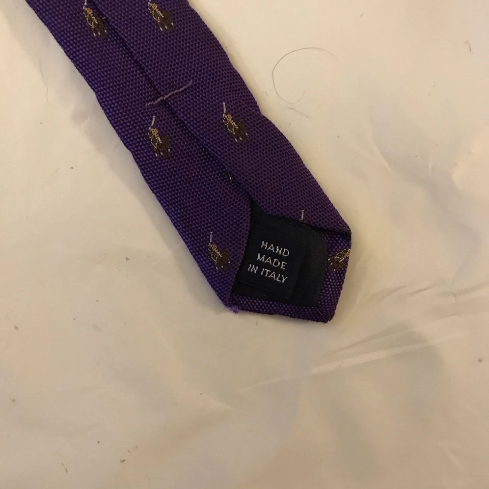 Gravata polo vintage Ralph Lauren gravata roxa estampa polo rara feita à mão na Itália - Imagem 3 de 3
