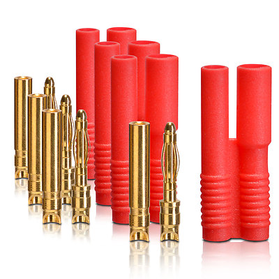 Goldkontaktstecker mit rotem Gehäuse 2.0 mm 4 Stk partCore 100028