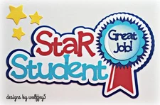 CRAFTECAFE SCHOOL KID TITLE paper piecing premade scrapbook page diecut WOLFFEY5