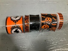NEW HALLOWEEN FALL DECORATIVE RIBBON 5 PACK 