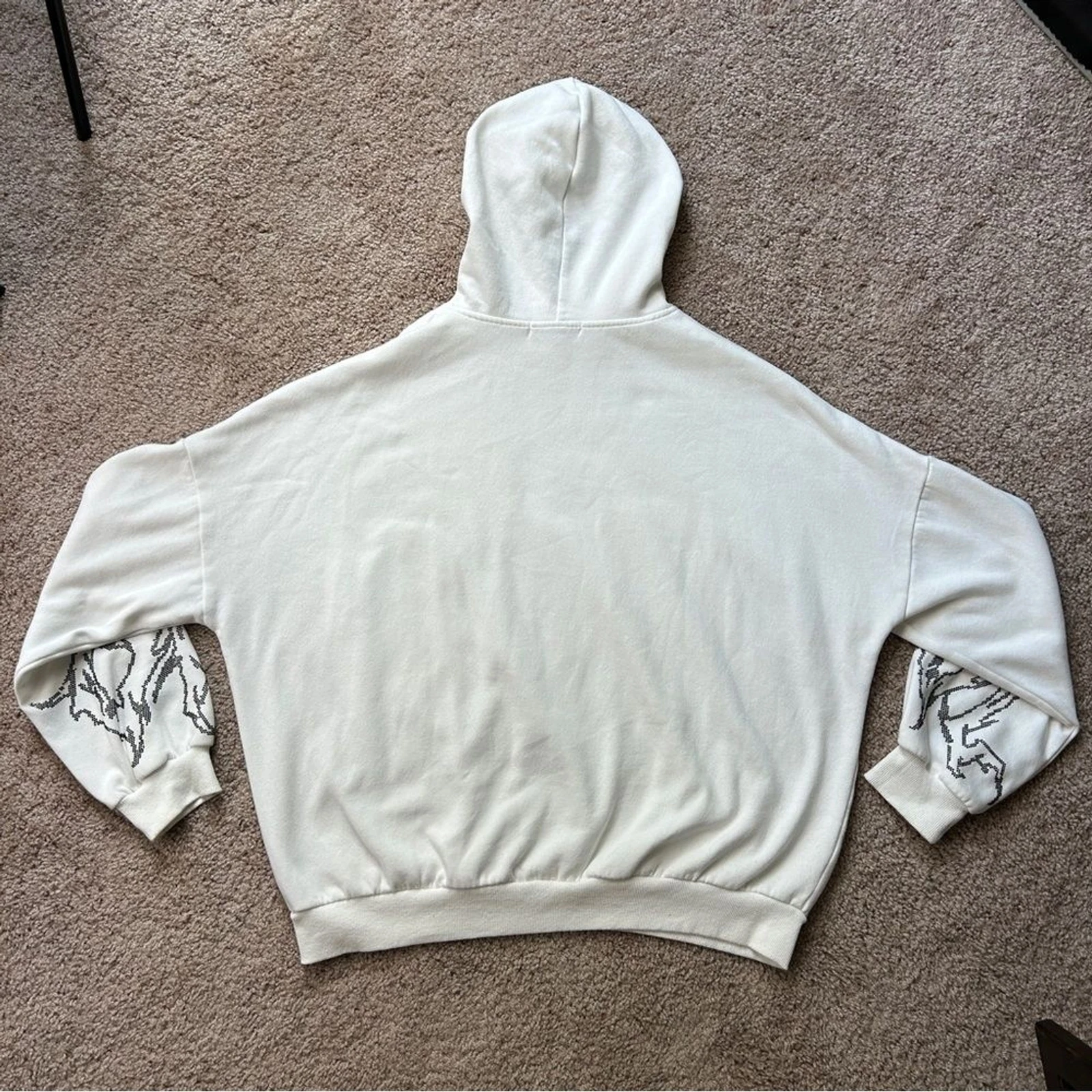 OFF WHITE Felpa con cappuccio pullover bianca Adika fiamma strass "Cool Off" taglia media