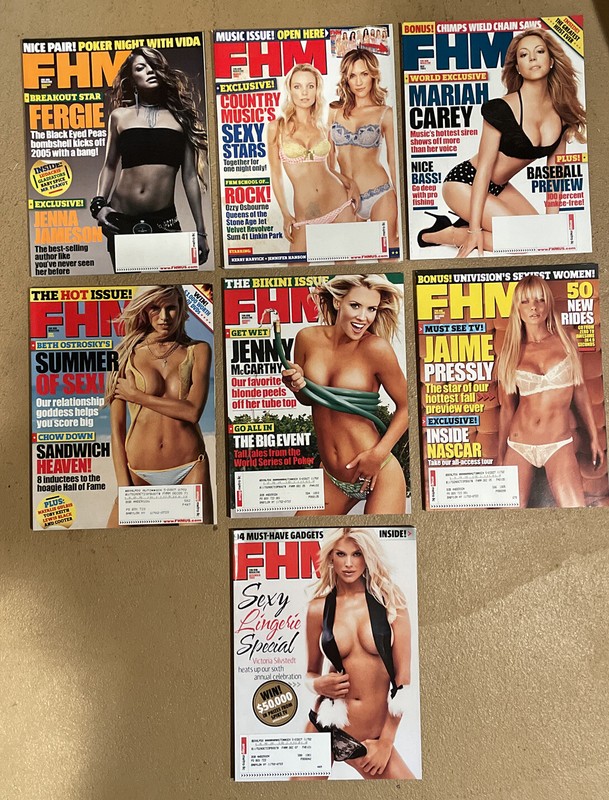 2005 FHM magazines 7 issues Fergie Carey Pressly Silvstedt McCarthy Ostrosky