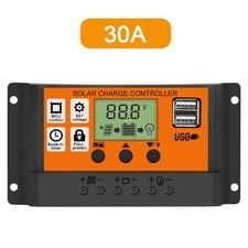 30A Solar Panel Battery Charge Controller 12V/24V LCD Regulator Dual USB