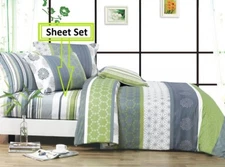 Twin Size Serene Pattern Bed Product: 1 flat sheet 1 fitted sheet 1 case (B1211)