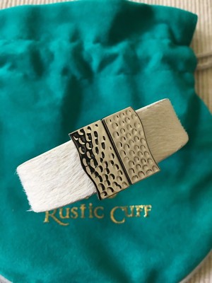 RUSTIC CUFF - New Haley White Calfskin with Silver Magnetic Clasp - $72