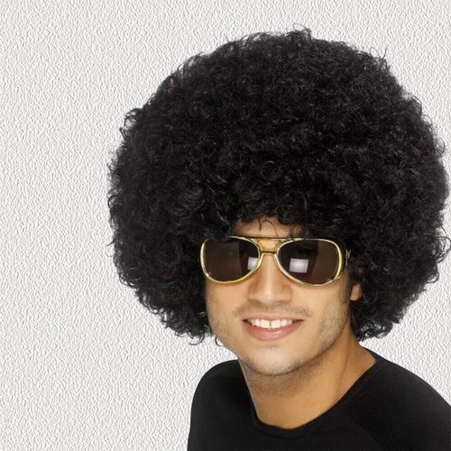 Mens Womens Afro Wig Disco Party Costume Black Curly Hair 1970s 70s Wigs - Picture 3 of 10