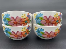 4 ROYAL NORFORK COLORFUL FLORAL PATTERN SOUP CERAL POPCORN ICE CREAM 5 1/3” BOWL