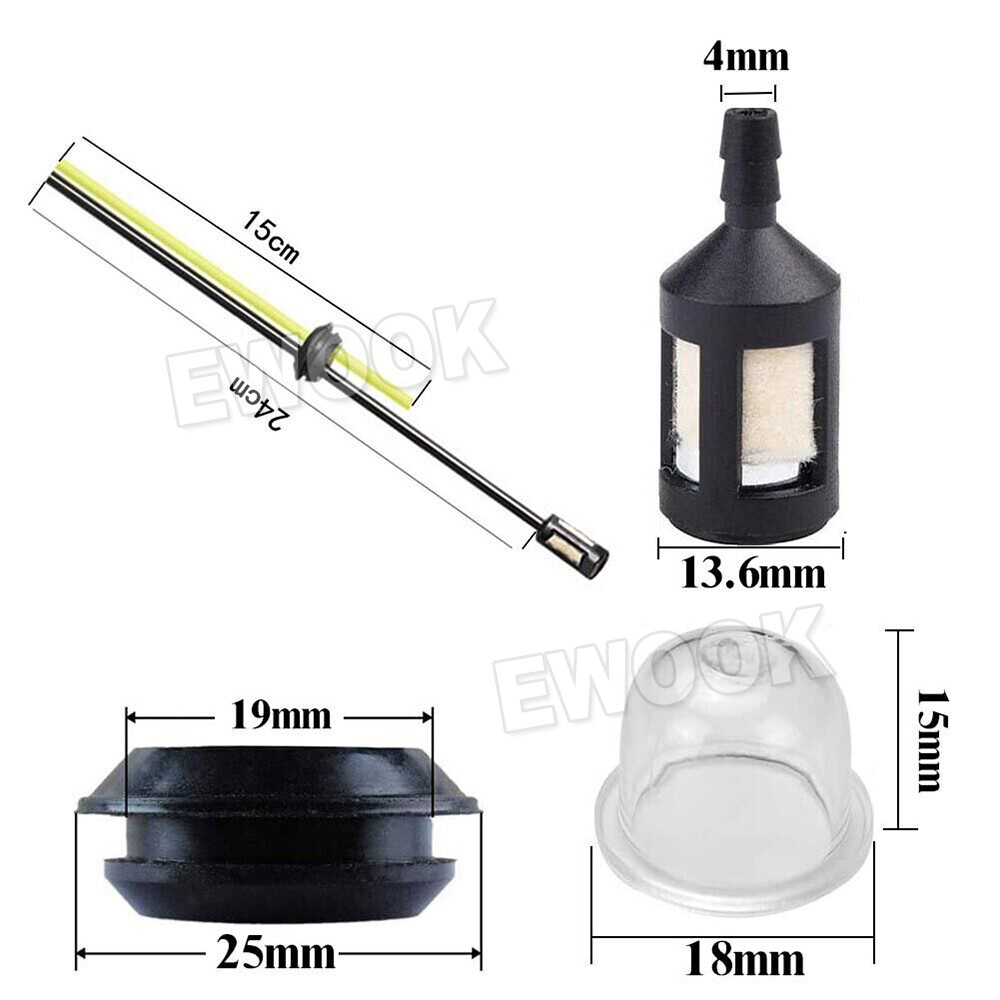 2 Set Whipper Snipper Line Trimmer Cutter Fuel Line Filter Hose Pipe