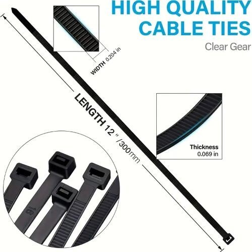 100 Pack Cable Zip Ties Heavy Duty 12 Inch Ultra Strong Plastic Wire