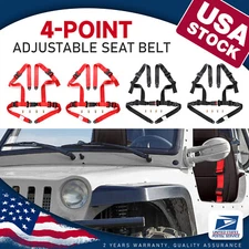 Universal Black/Red 4 Point Buckle Racing Seat Belt Harness 2" Shoulder Straps