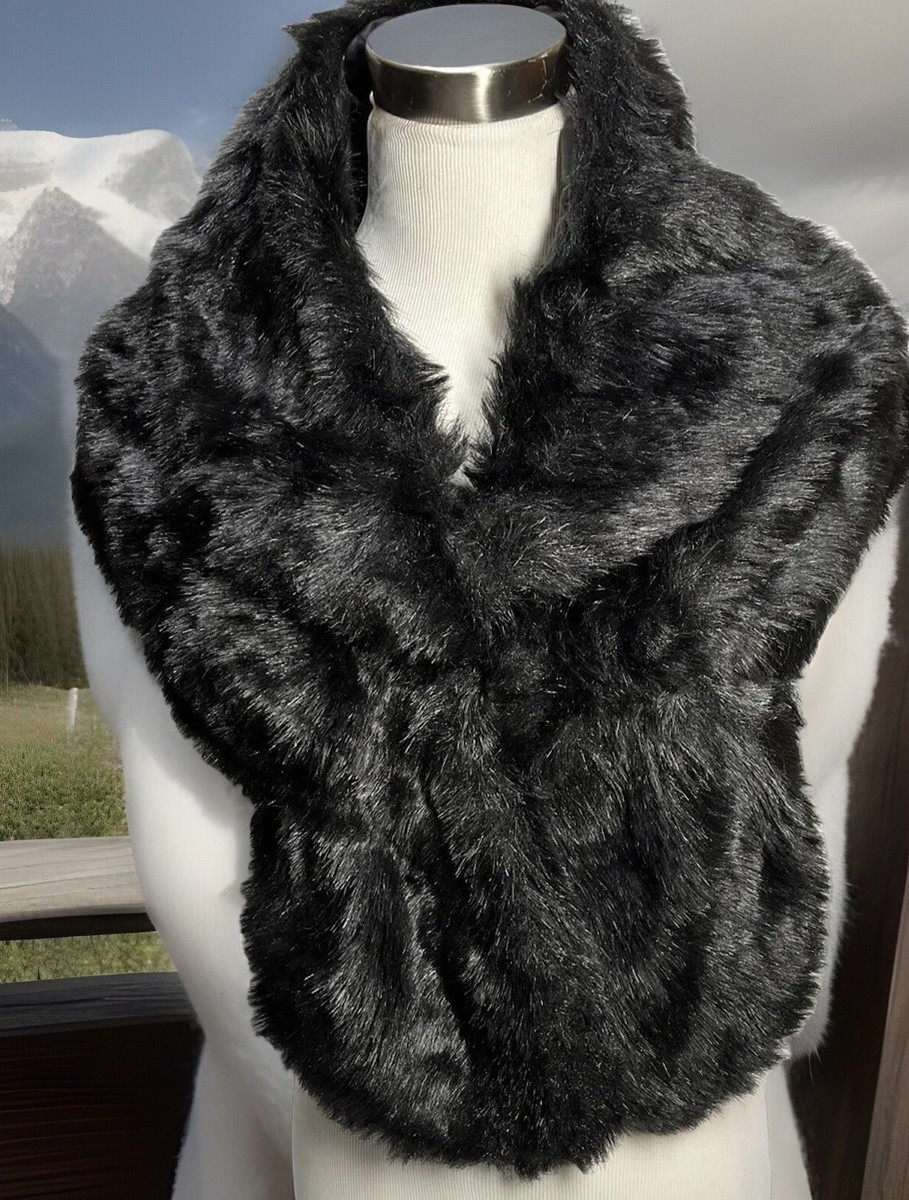 Lanshifei Black Faux Fur Shawl Wrap New With Tags Vintage | eBay