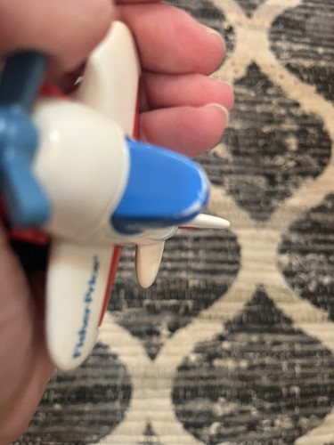 1992 Fisher Price Toy Airplane Blue Red White 3.25" Movable Propeller/Wheels - Picture 7 of 13