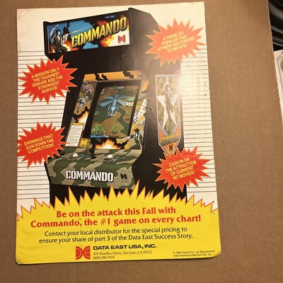 ORIGINAL 11- 8  arcade video game AD FLYER 1985 Commando Shootout Data East
