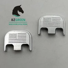 2 Slide/Upper Cover Plate fit Glock Gen 1-5 American Flag Stainless Steel Silver