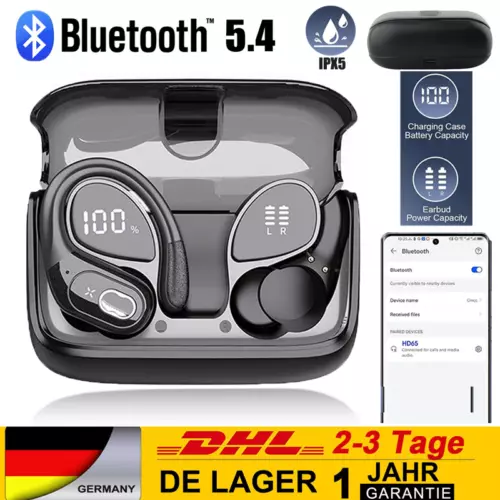 2025 Bluetooth 5.4 Kopfhörer Sport, Kopfhörer Kabellos Bluetooth mit LED-Display - Bild 1 von 14