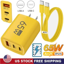 65W Super Fast Charging USB Type C Wall Charger For Samsung iPhone Android Phone