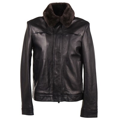 isaia leather jacket