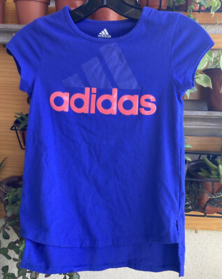 adidas Girls' Short Sleeve Side Vent Tee T-Shirt, Blue, Size Small
