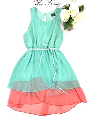 Lilt Girls Size 16.5 Special Occasion Dress Chiffon Sundress Mint Peach NEW *SEE