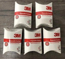 5 Pair Disposable Earplugs NRR 29 dB Individually Packaged Orange Foam U.S.A.