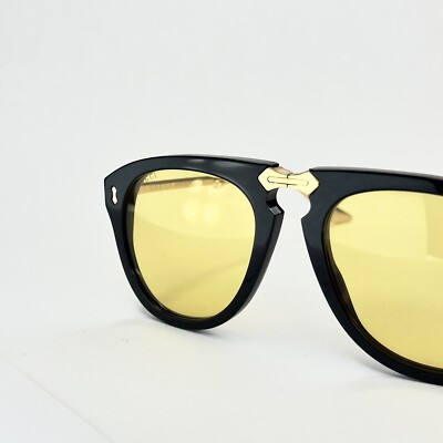 GUCCI 0305 AUTHENTIC Gold Black Yellow Foldable Aviator Sunglasses