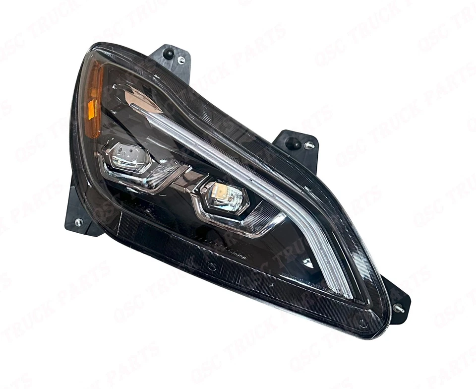 Conjunto de faros QSC Full LED negros derecho para Kenworth T680 2022+ Next Gen Foto 2 de 4