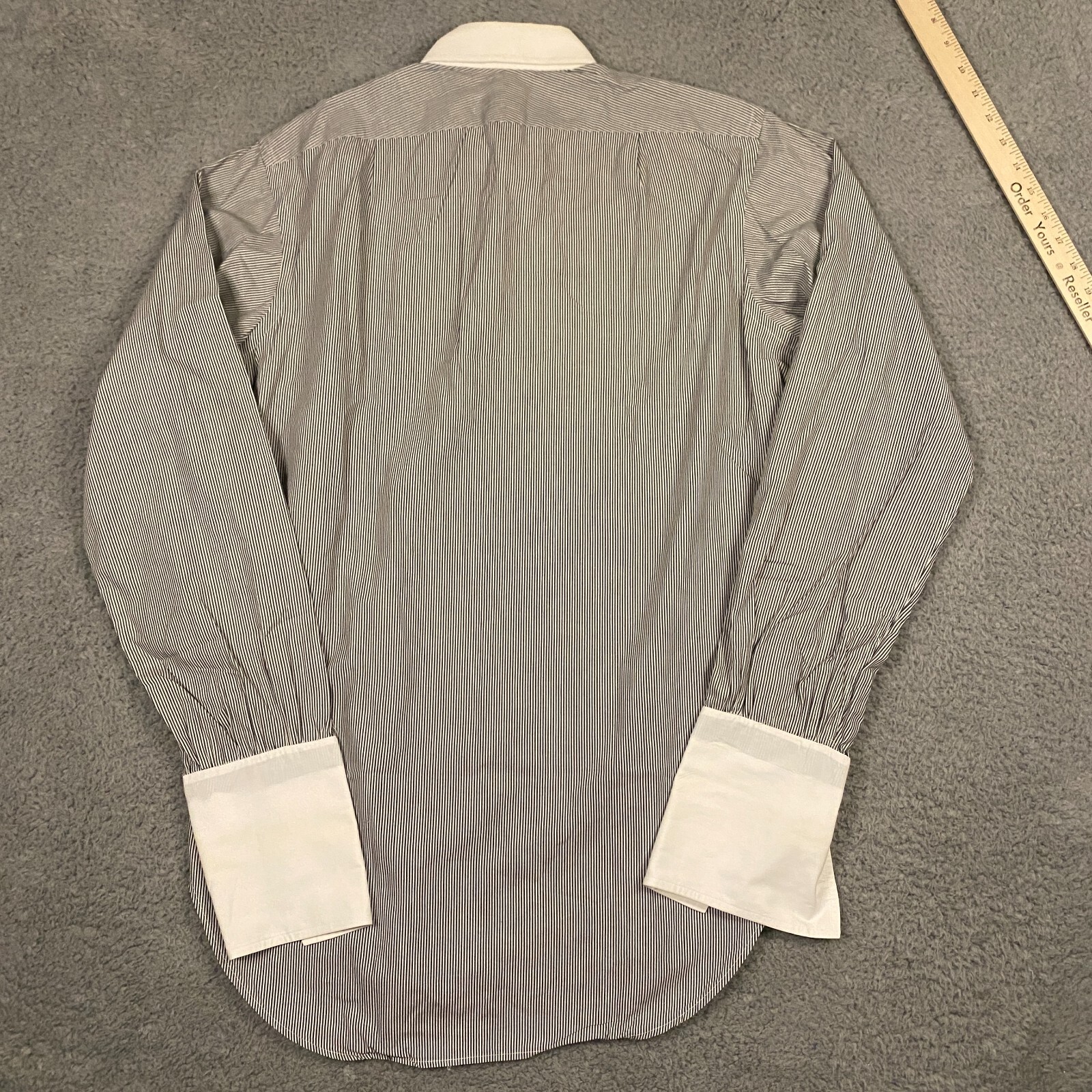 Turnbull & Asser Dress Shirt size 16 41 Striped Gray White French Cuff England