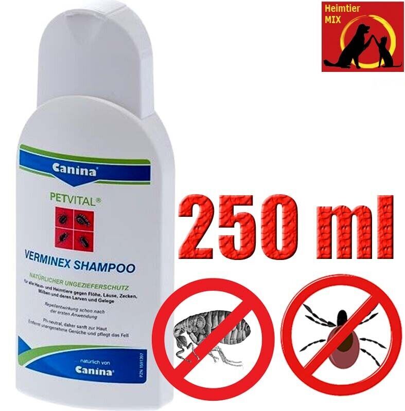 Canina Petvital Verminex Shampoo 250ml Hund und Katze Flöhe Läuse Zecken Milben