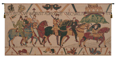 Bayeux Mont St. Michel Romanesque Belgian Tapestry Wall Art Hanging 21x43 inch