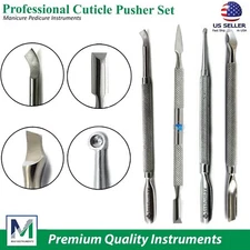 Set of 4 New Nail Pusher Cuticle Remover Manicure Pedicure Stainless Steel Tools