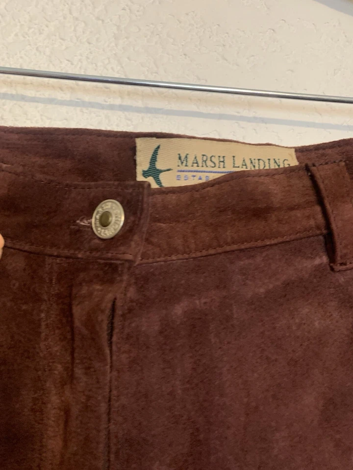 Винтажные женские кожаные бордовые брюки MARSH LANDING 80-е размер 12 - Изображение 4 из 4