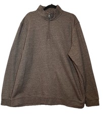 Croft  Barrow Mens Extra Soft 1/4 Zip Fleece Top Size XXL 2XL Brown Casual