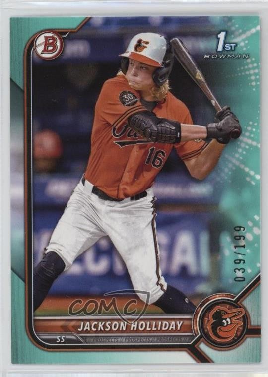 2022 Bowman Draft Aqua /199 Jackson Holliday #BD-168 19l7