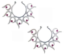 Nipple Ring Non Pierce Spikes Shield - Surgical Steel - Clip on